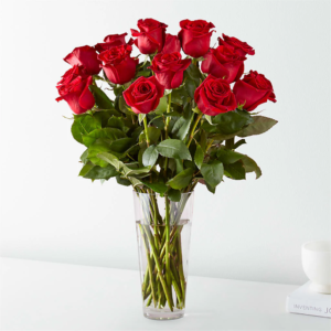 Long Stem Red Rose Bouquet | Classic Red Rose Delivery in Irvine, Lake Forest & Orange County, Bouquet of red roses in vase