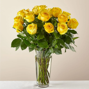 Long Stem Yellow Rose Bouquet, Bouquet of yellow roses in vase