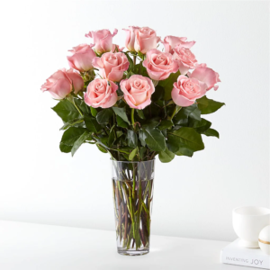 Long Stem Pink Rose Bouquet, Bouquet of pink roses in vase