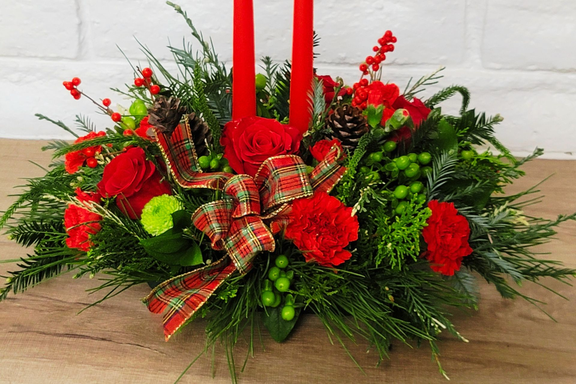 Festive Christmas flower gift guide arrangement