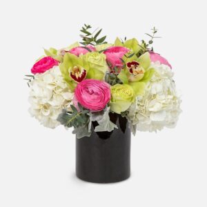 Enchanted Garden Bouquet, Vibrant floral arrangement in black vase