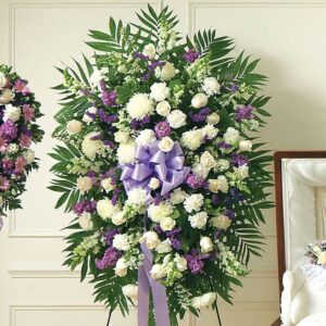 Lavender & White Standing Funeral Spray