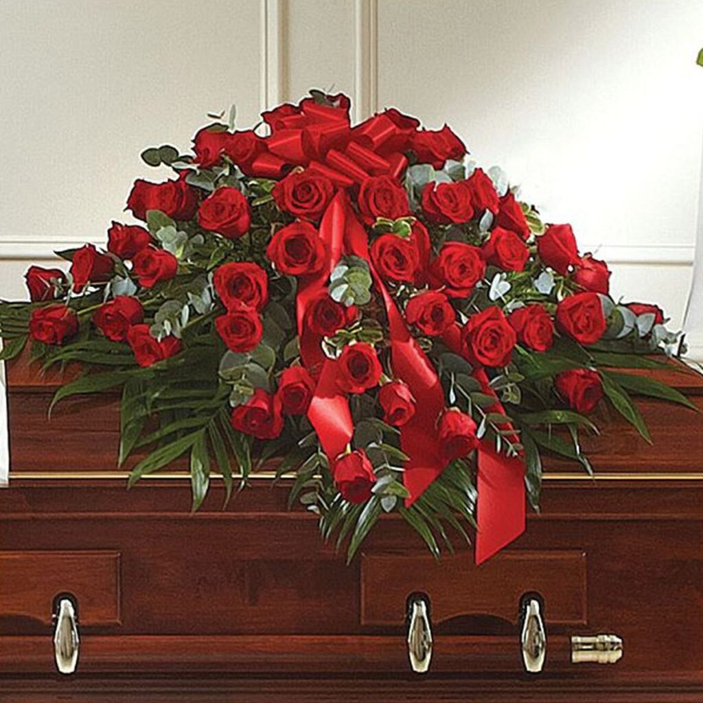 Red Rose Half Casket Cover