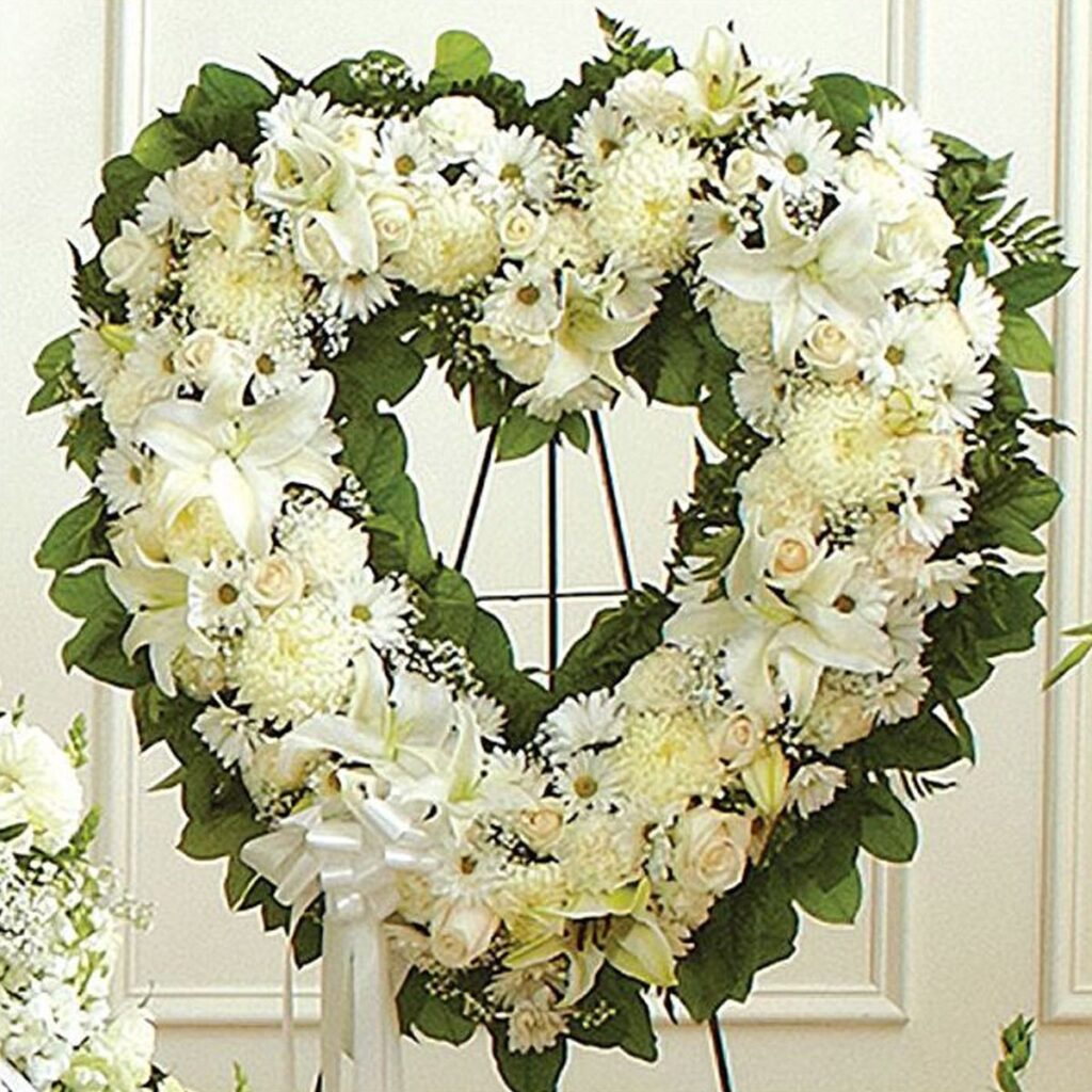 White Heart Tribute Standing Spray