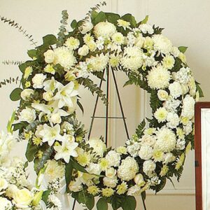 White Standing Funeral Wreath