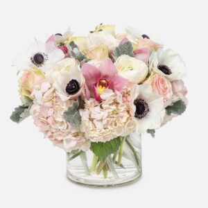 Blush Reverie Bouquet | Pink Cymbidium & Blush Anemone Delivery in Irvine & Orange County, Blush and pink mixed flower bouquet