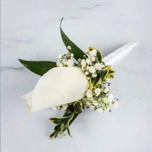 Classic White Rose Boutonnière _Florist Marketplace_Orange County